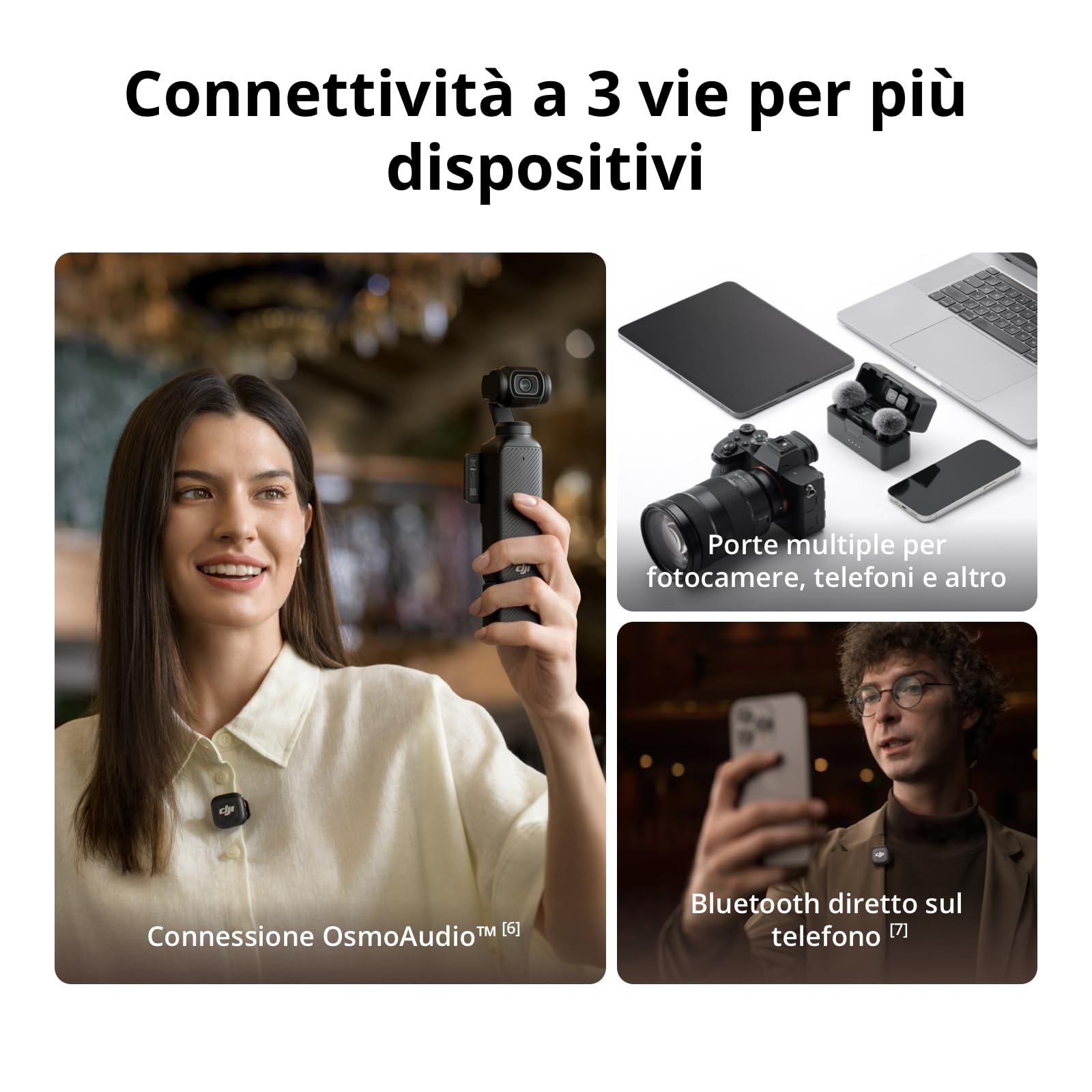 DJI Mic 3 wireless microfono per iPhone fotocamera Android 28 ore vlog