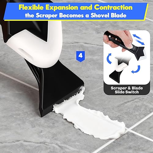 Miniatura 10 de Herramientas de calafateo de silicona 3 en 1, raspador de ángulo de pegamento de vidrio, removedor de calafateo de cabeza de acero inoxidable