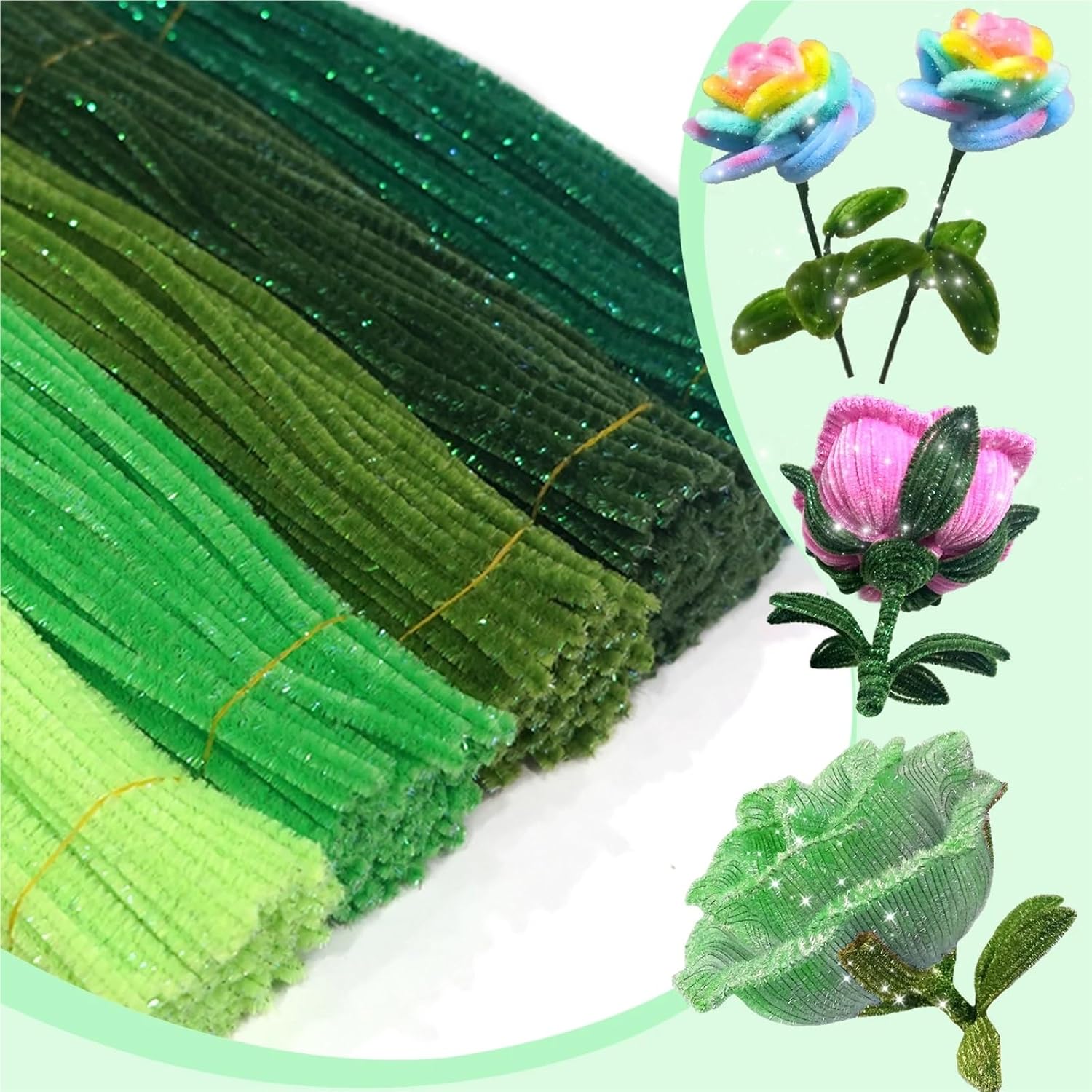 1000pcs Pipe Cleaners Chenille Stems for DIY Art Decorations Creative Craft(Pink)