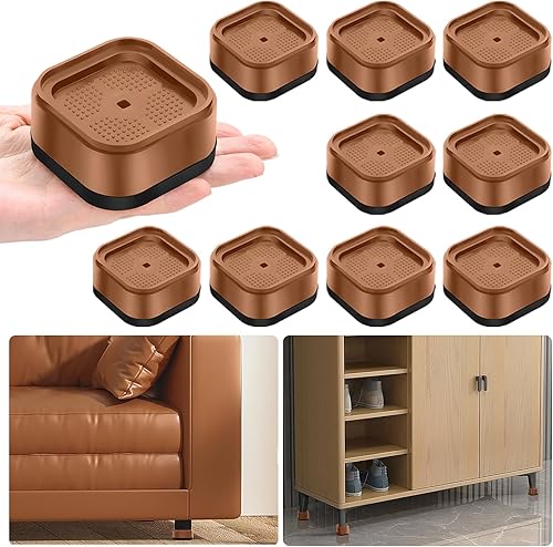 Vista 27 de shouwuhho Paquete de 16 Elevadores de Muebles Ajustables Elevadores de Cama de Servicio Pesado Elevan Altura 1", Elevadores de Cama Cuadrados Negro