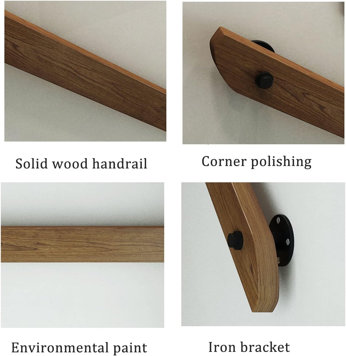 WoodHandrails Complete Kit, Non-Slip Wooden Stair Rail, Home Against The Wall Staircase Handrails Kindergarten Guardrail Corridor Railings (Size : 0.3m(1ft))