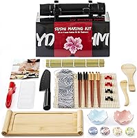 YDGFUHM 25-in-1 Deluxe Sushi Making Kit: Bazooka Roller, Bamboo Mat, Knife, Sashimi Geta Plate & More for Beginners