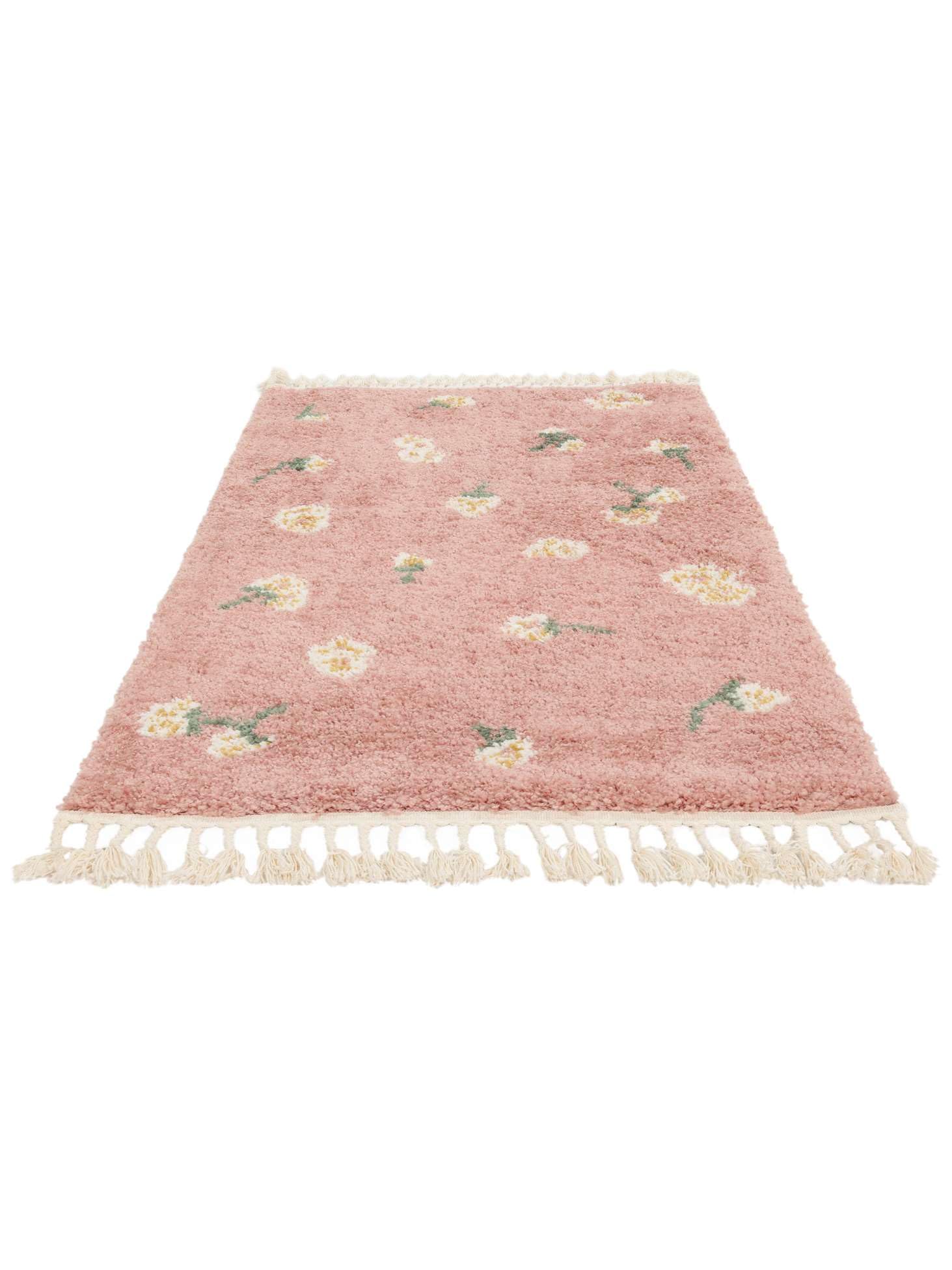 premium - Handloom fringes - Lichtroze 160 x 230 cm Wol Vloerkleed