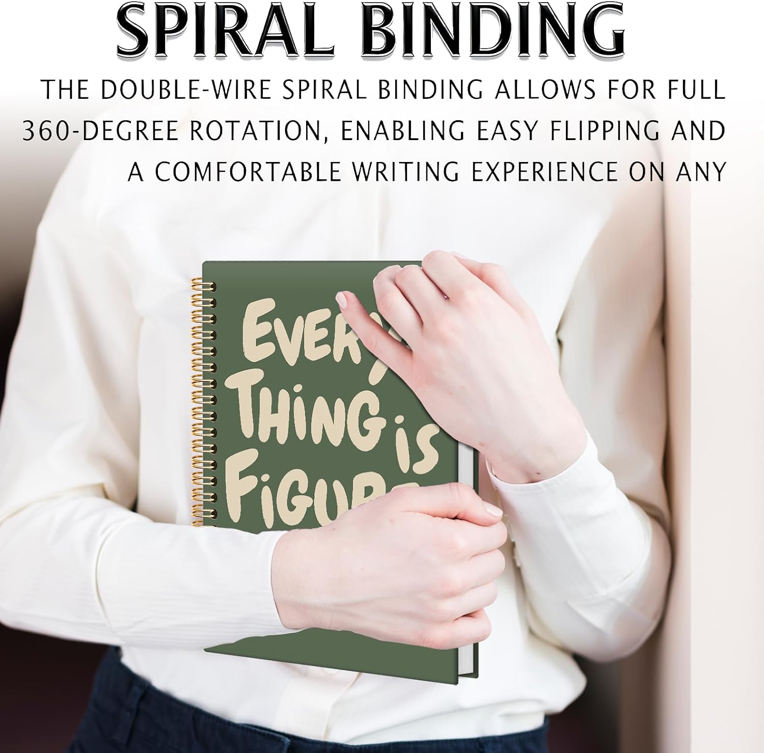 Everything is Figureoutable Spiral Journal Notebook,Green Inspirational Journals for Women Men,Positive Affirmations Quote Hardcover Spiral Notebooks 5.5x8.3 Inch image 3