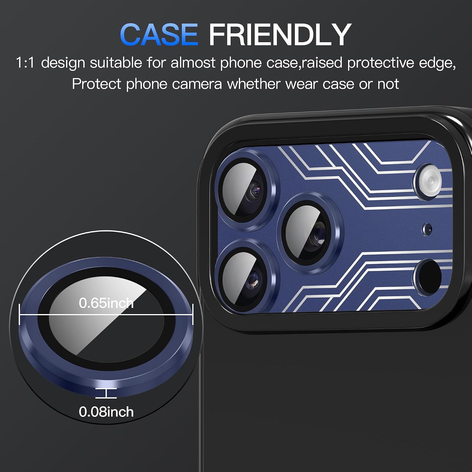 Suoman for iPhone 17 Pro Max Camera Lens Protector, [Line Design] [All-in-one Frosted] [Strong Adsorption] Metal Tempered Glass Rear Camera Screen Cover-Blue