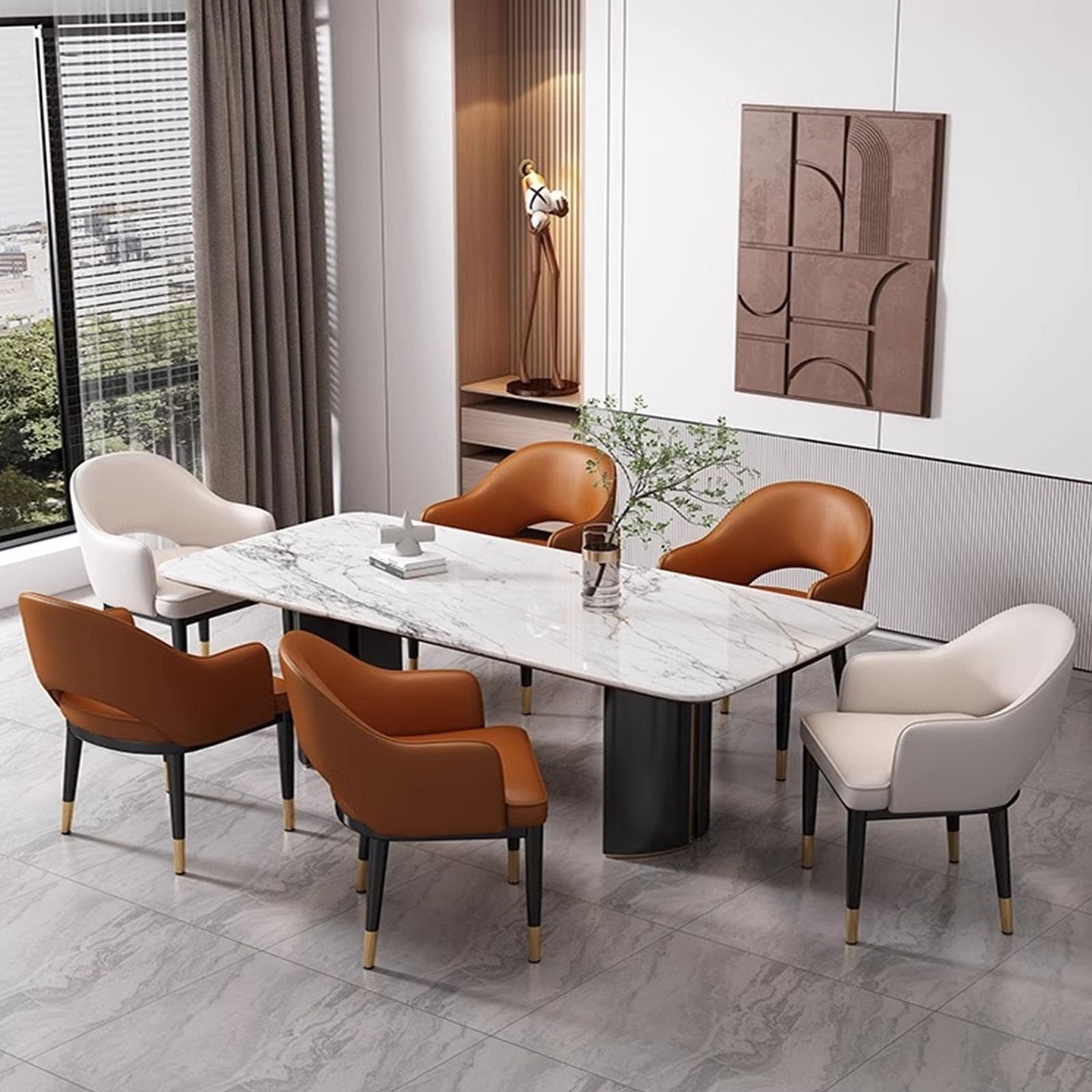 Chaise de Cuisine Chaises de Salle à Manger Modernes en Simili Cuir du Milieu siècle avec accoudoirs, siège rembourré, Pieds métal for Cuisine et(Dark Grey)