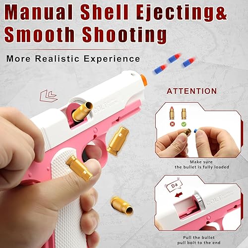 Miniatura 3 de Pistola de juguete de bala suave con 50 balas de espuma, pistolas de juguete de expulsión de concha, juguete para ansiedad, pistola de espuma y