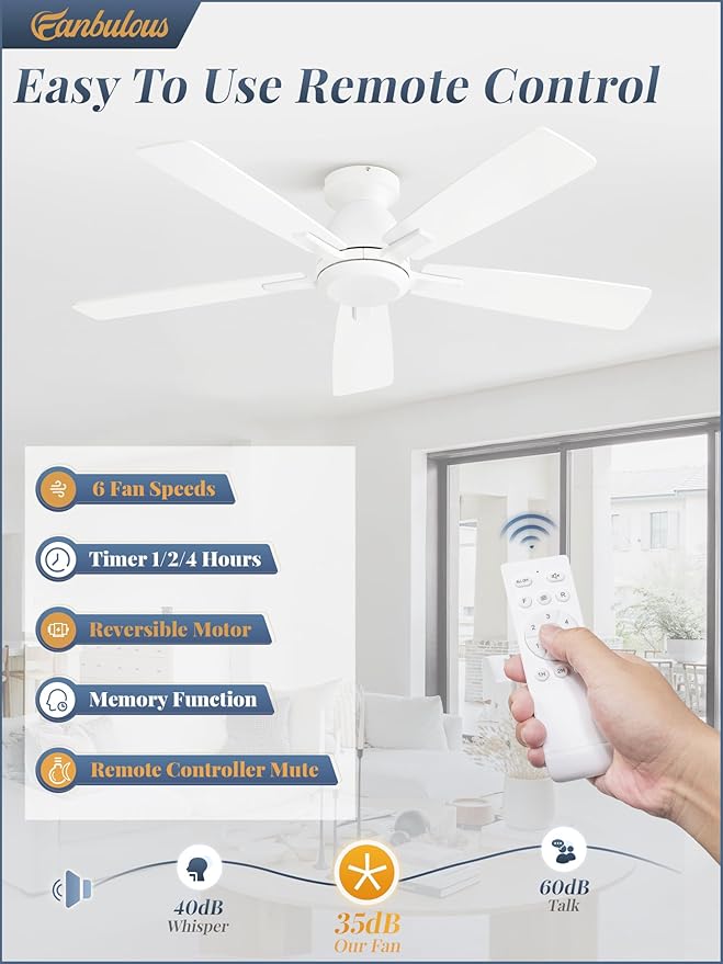 Ventilador de Techo 46 Pulgadas 6 Velocidades Motor Reversib miniatura 2