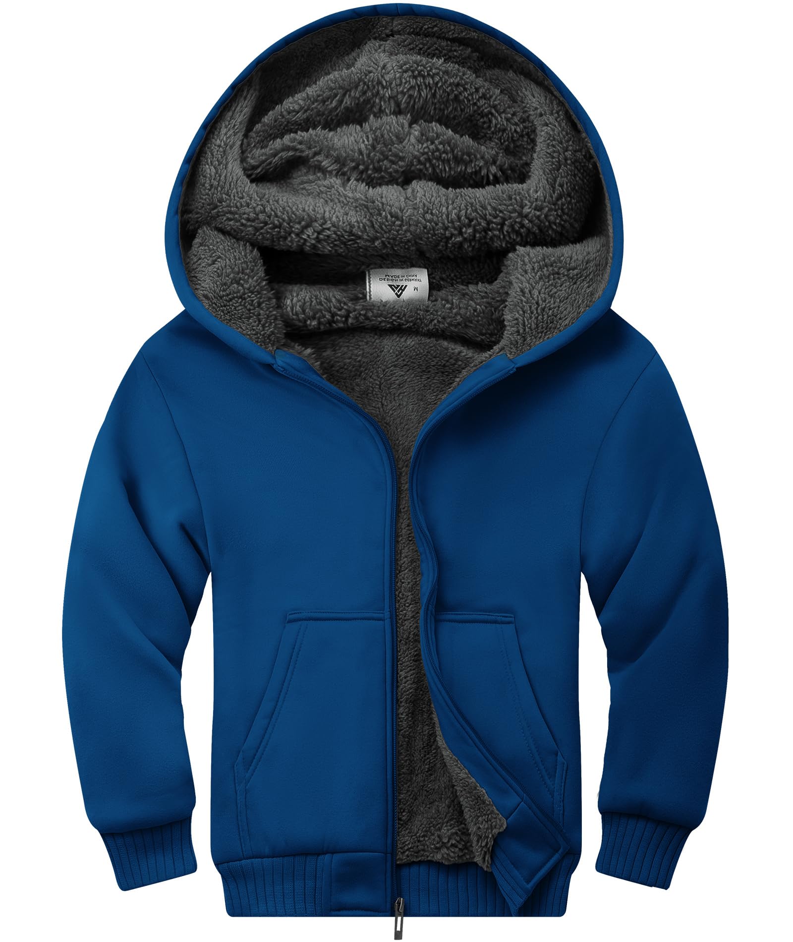 ZITY Boys Zip Up Hoodie Fleece Jacket Kids Sherpa Lined Sweatshirts Outerwear Unisex Warm Winter Coat 6-15 Years Old