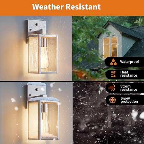 Miniatura 67 de Paquete de 2 accesorios de iluminación exterior del atardecer al amanecer, luces de porche delantero exterior con sensor para casa, lámpara