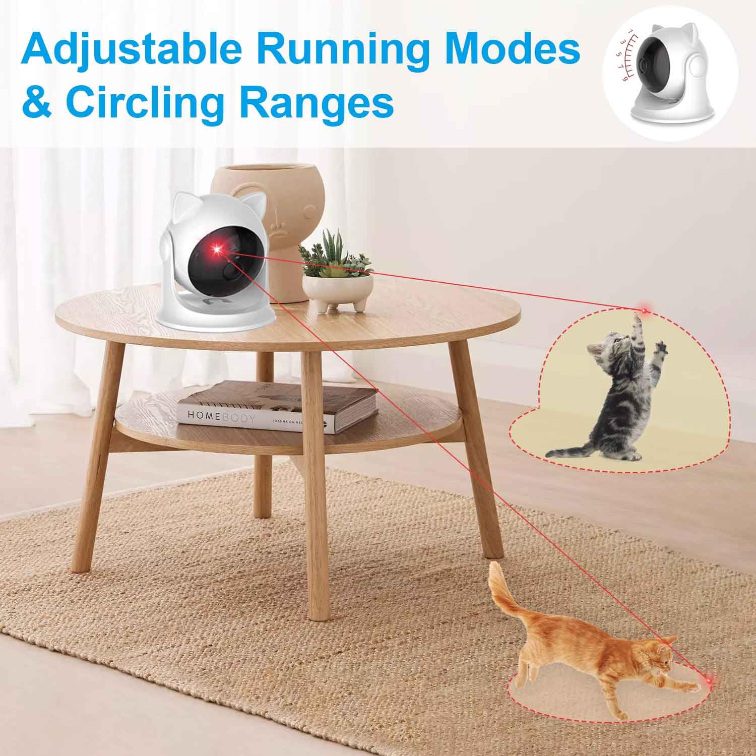 Giocattolo Automatico Per Gatti Con Puntatore LED - Ricarica USB, Modalità Auto E Regolazione Angolo - Foto 2