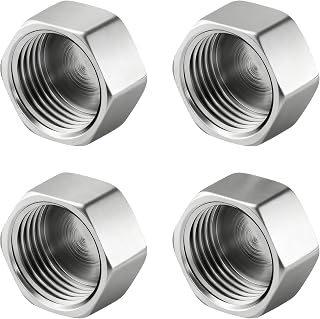 4 Tapones de Tubería de Acero Inoxidable 304 1/2" (G1/2" Ø20mm) – Tapon con Rosca Interior para Grifo Lavadora, Tapa de Cierre para Instalaciones de Agua y Calefacción