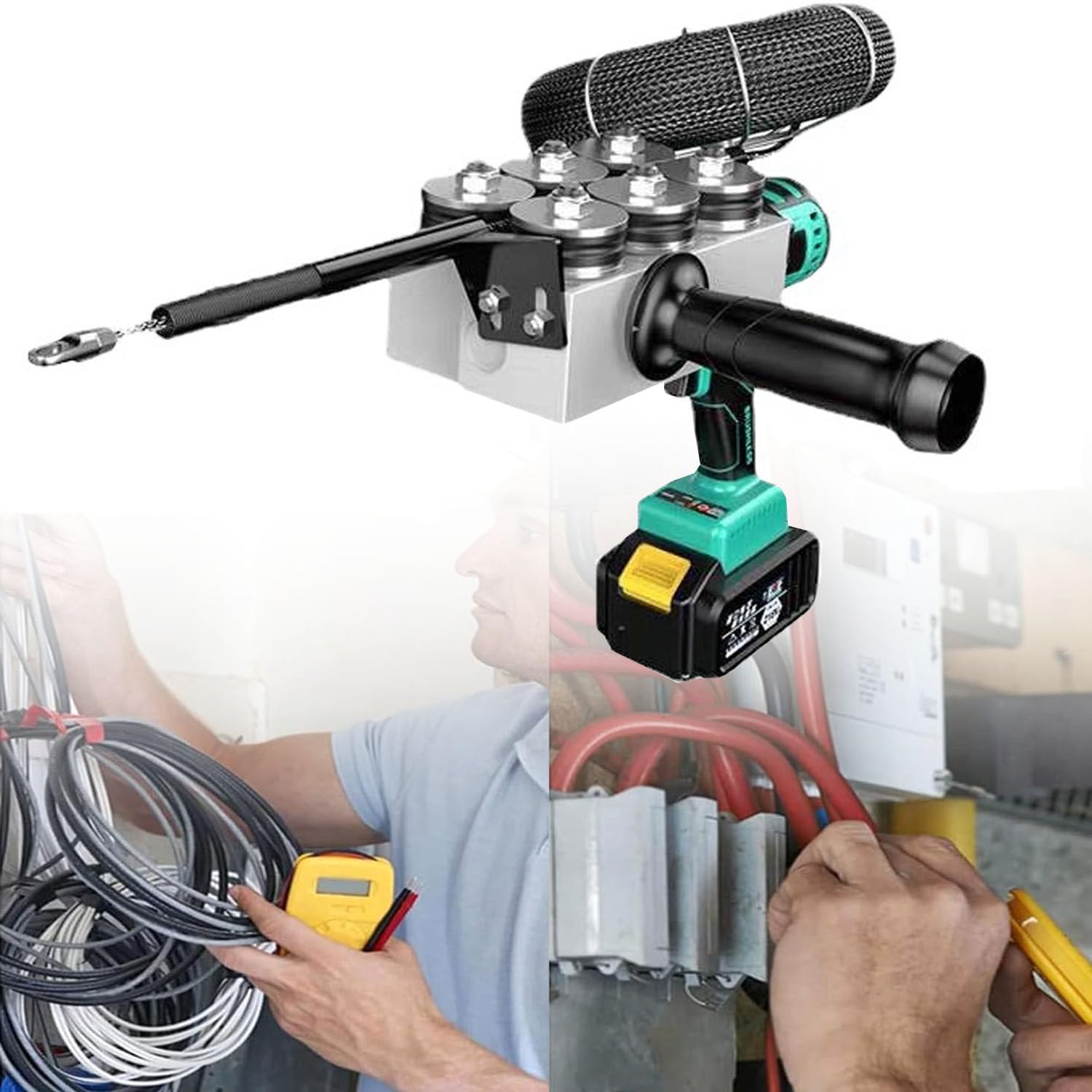 Electric Wire Threader Machine for Concealed Pipes - Automatic Cable Extractor with Lithium Battery, 45000mAh - 40M/Min Speed for Home and Outdoor Use