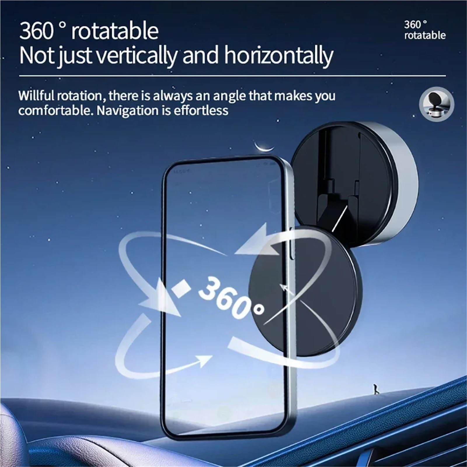 Soporte Movil Coche Soporte Auto Móvil Soporte magnético Giratorio de 360° para Ventosa de Coche, Montaje de Doble Cara, Soporte Universal, adsorción al vacío(A)