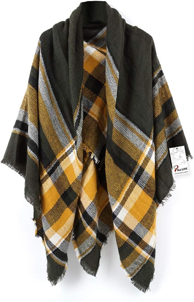 Women's Cozy Tartan Blanket Plaid Scarf Wrap Shawl Scarves Checked Pashmina Cape