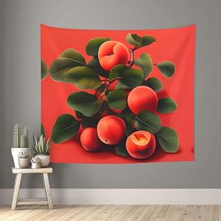 BLWSLC Red Apricot Graphic Decorative Wall Hanging Indoor Dorm Bedroom Wall Decor Gift - 60x51 Inch