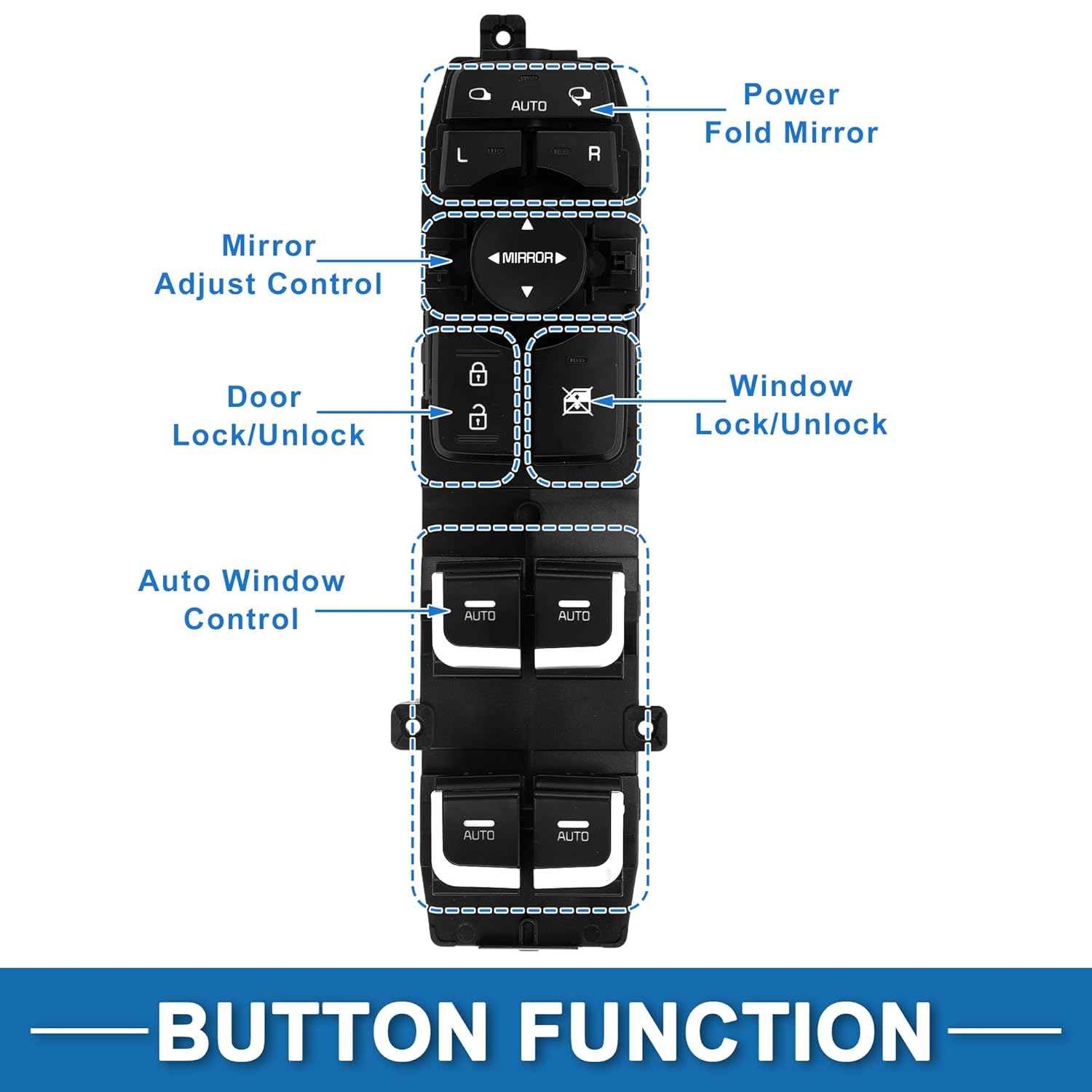 Power Window Switch No.93571C5310 4AUTO Window Control Switch for Kia Sorento 2015-2022 Front Left Driver Side Black