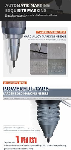 Vista 14 de US Stock Máquina de grabado neumática portátil Dot Peen Marcado Máquina Grabador neumático 80X40mm (3.1x1.6 pulgadas) Área de grabado