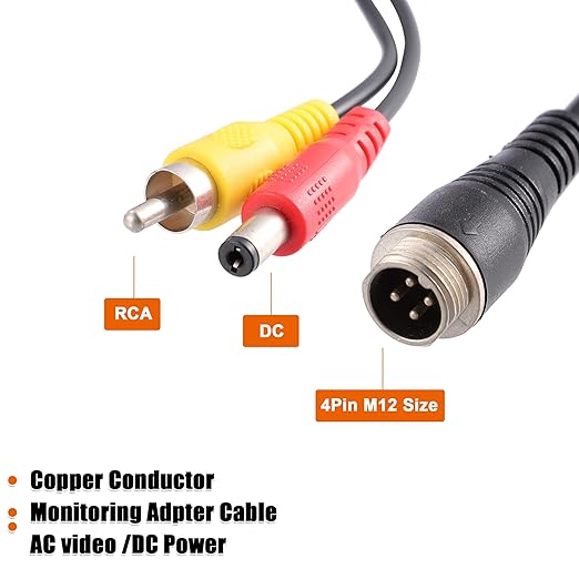 Adaptador de Cámara para Auto 4 Pines a RCA X AUTOHAUX 2 piezas miniatura 4
