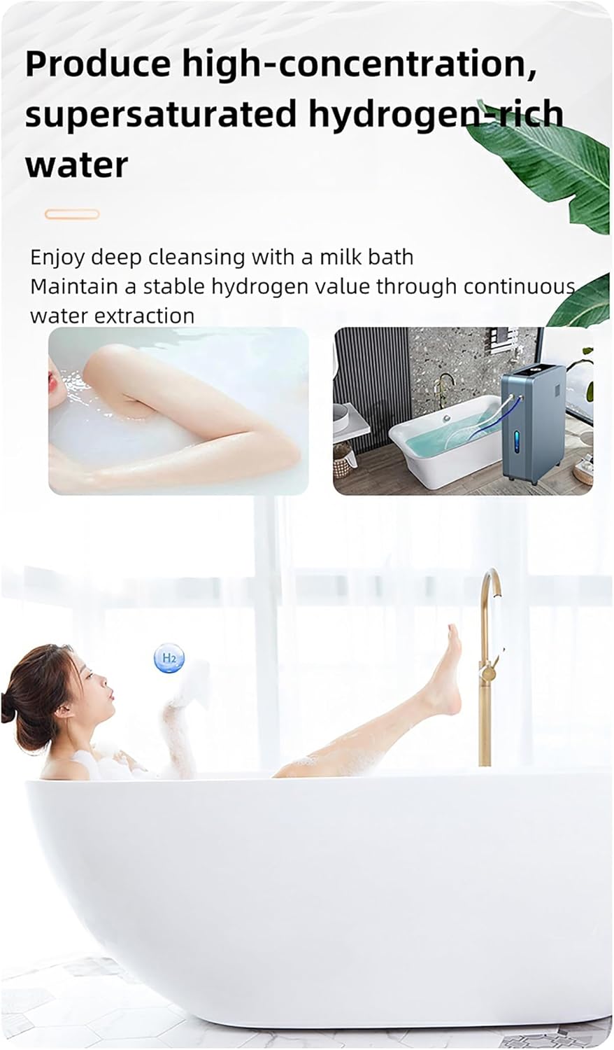 Hydrogen Bath Machine, 6000ml/min, 99.99% High Purity H2 Water Bath Machine, Concentration up to 2600PPB Bubble Bath Machine, For Skin Protection/Health