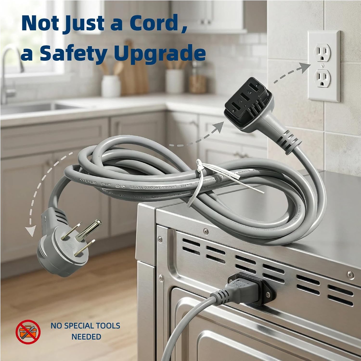 12027214 Dish Cord, 3-Prong Replacement Power Cord Replacement for Bosch 12027214 Dishwasher Power Cord, Universal Fit for Bosch and Most Major Brands, Easy Install, Safety Certified