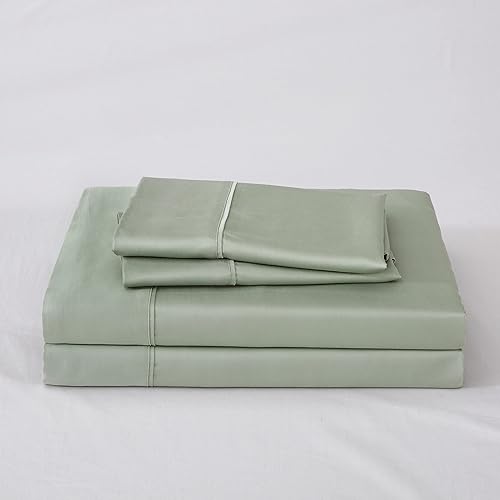 Juego de sábanas de tamaño matrimonial, rayón derivado del bambú, juego de sábanas refrescantes, bolsillo profundo de hasta 16 pulgadas, 4 piezas