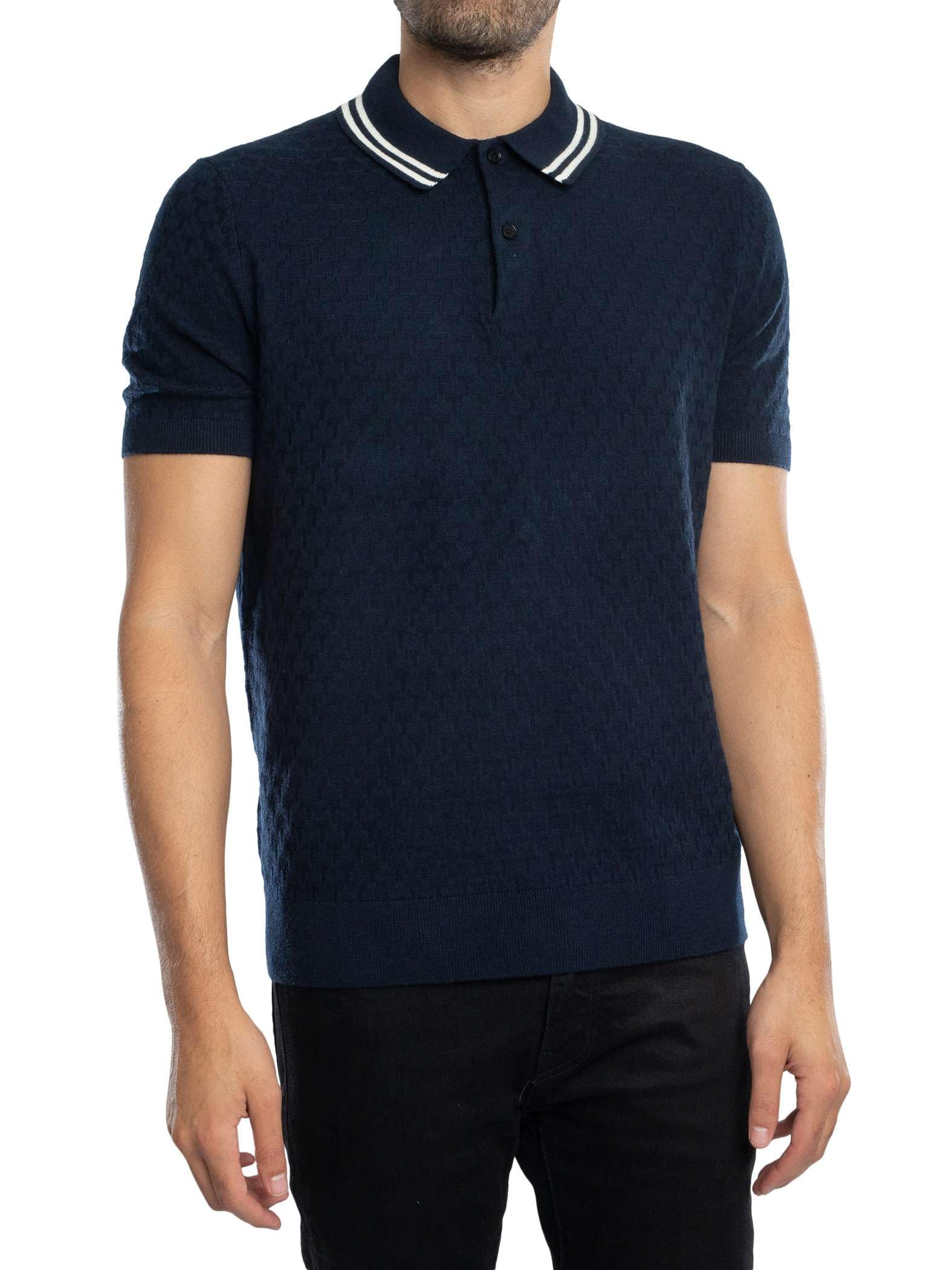 Ted Baker Men's Regular Stitched Polo Shirt, Blue, XXL