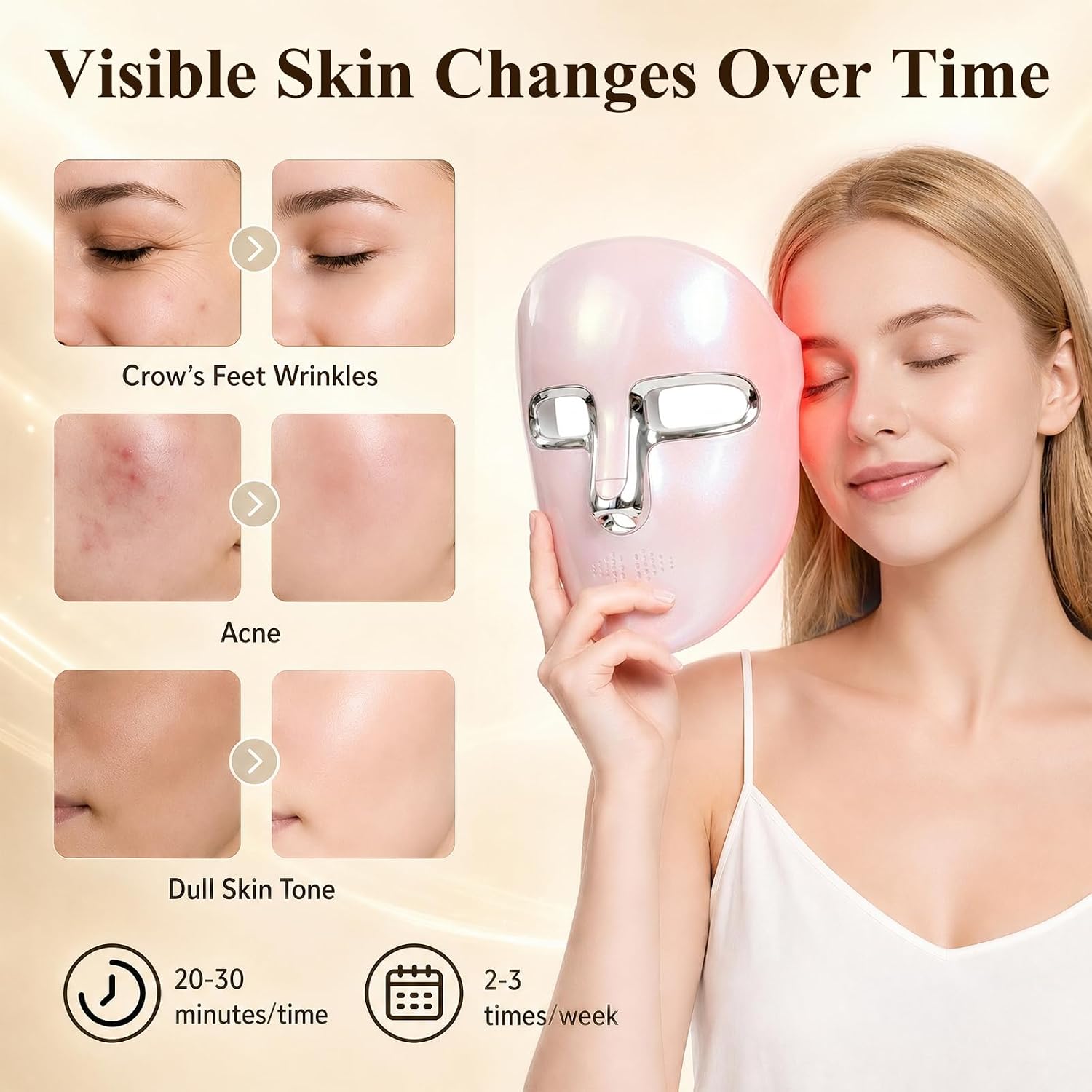 Red Light Therapy for Face Mask, LED Facial Mask for Anti-Fine Line, Acne