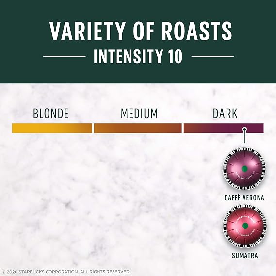 Starbucks by Nespresso Vertuo, Dark Roast Variety Pack Coffee, 32-count Coffee Pods, Brews 7.8 oz.