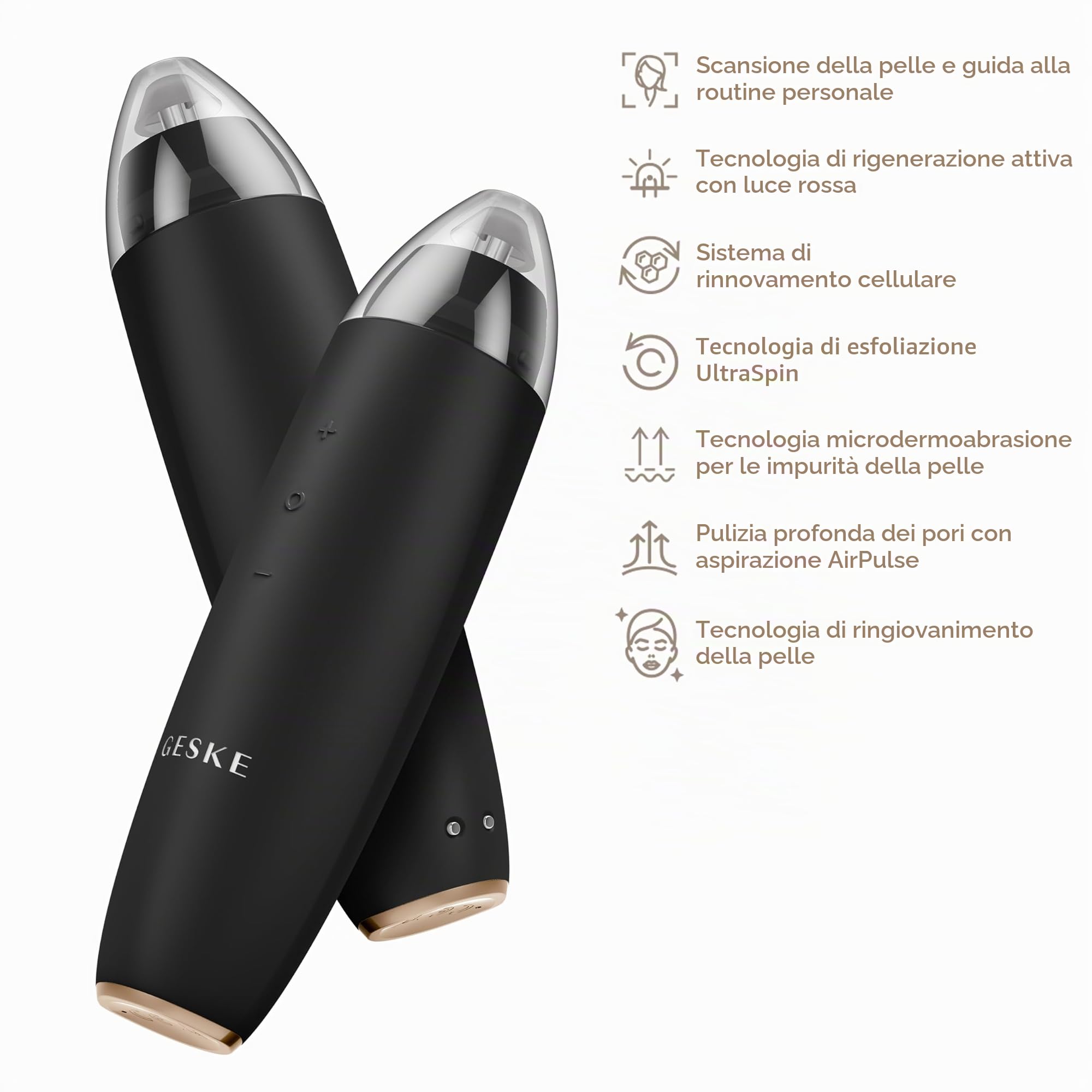 GESKE MicroDermabrasion Blackhead Remover 7 in 1 Rimozione punti neri | SmartAppGuided™ | Detergente elettrico per pori | Ventosa innovativa | Dispositivo per la pulizia della pelle