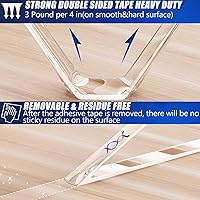 Vista 4 de Cinta adhesiva de nano reutilizable, cinta de montaje de doble cara resistente, extraíble, tiras para colgar cuadros, masilla de póster, pegamento