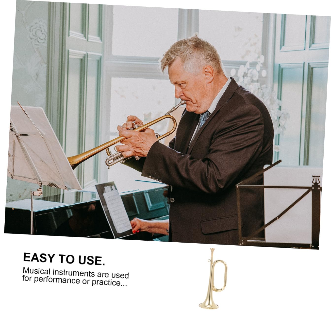 Strumento Musicale Color Oro per Scrivania e Housewarming Tromba in Ottone Design Creativo per Principianti