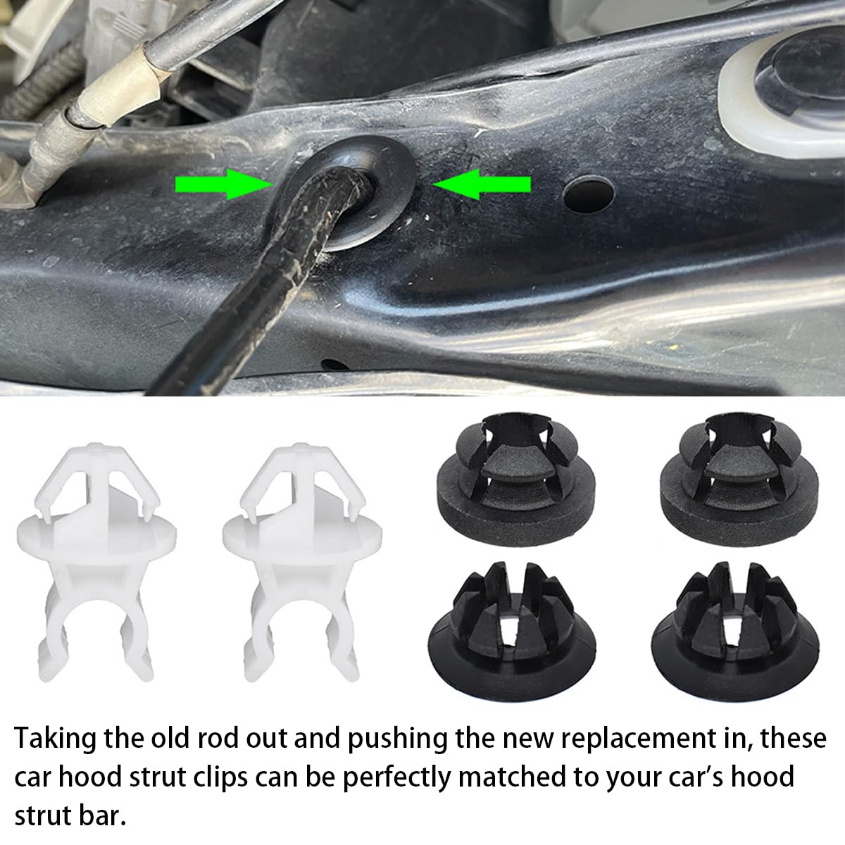 3PCS BLACK HOOD Prop Support Clamp Rod Retainer Clip Fit For