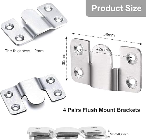 Miniatura 2 de Soporte de montaje empotrado, soportes de montaje en pared para cabecero, 2.205 x 1.181 in, soporte para colgar fotos, conectores de sofá seccional