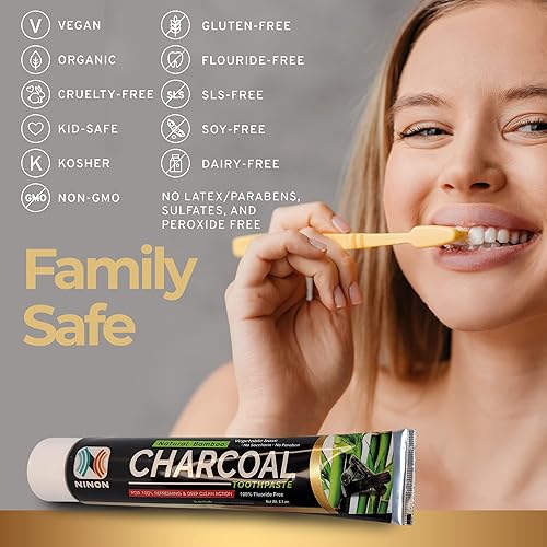 Miniatura 4 de Polvo blanqueador de dientes de carbón activado cepillo de dientes de bambú gratis dientes blanqueadores naturales, carbón de coco personal brilla