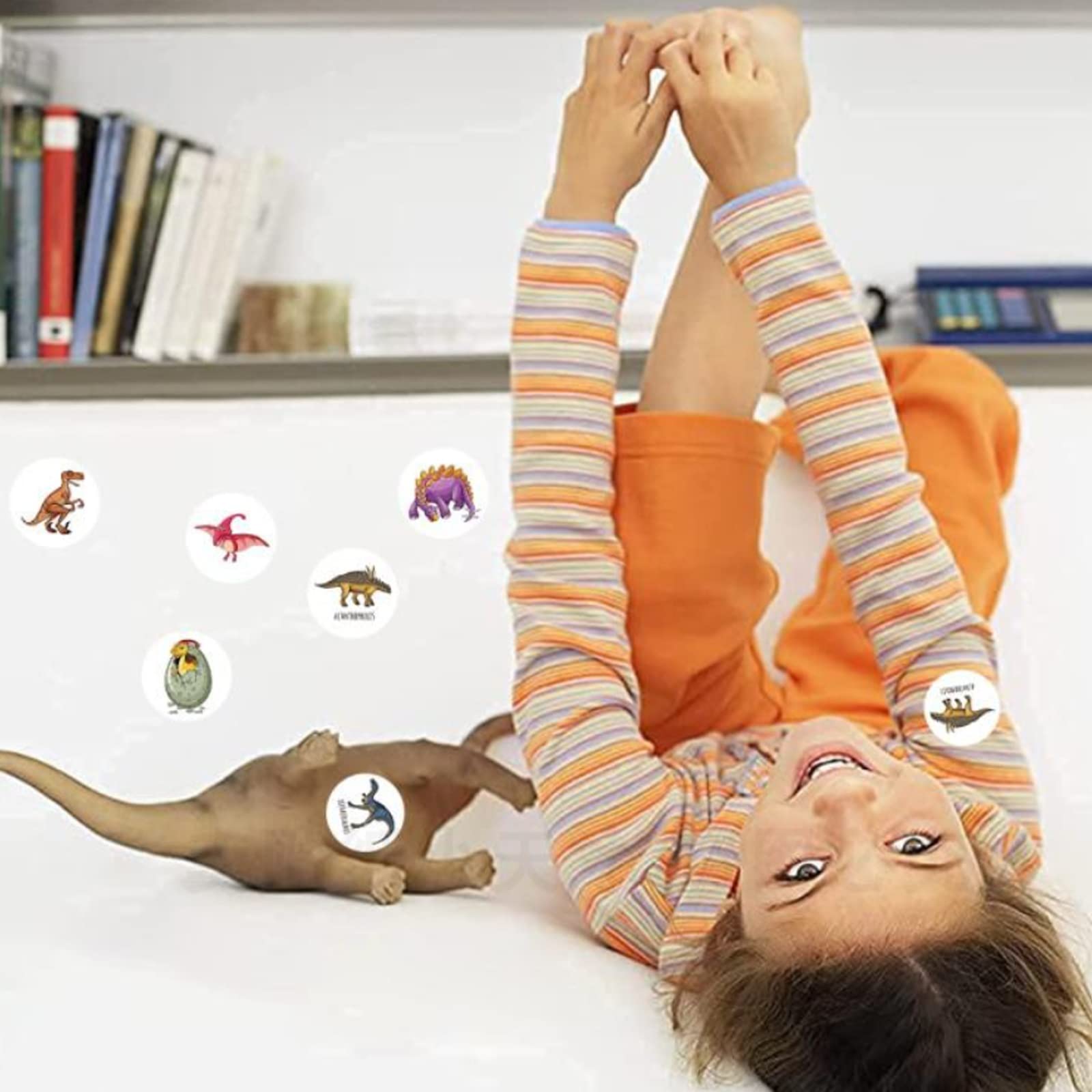 1000 Adesivi Rotondi Dinosauro Per Bambini – Premi Per Vasino, Scuola E Incentivi Didattici – 2 Rotoli Da 500 Pz