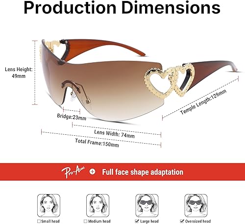 Miniatura 5 de Pro Acme Gafas de sol envolventes sin montura para mujeres y hombres, de gran tamaño, a la moda, gafas de sol futuristas, sombra fresca de moda del