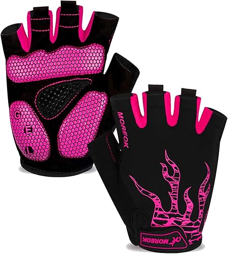 MOREOK - Guantes para bicicleta de montaña (MTB) y ciclismo de descenso (DH), para hombres, de medio dedo, con almohadilla de gel que absorbe los