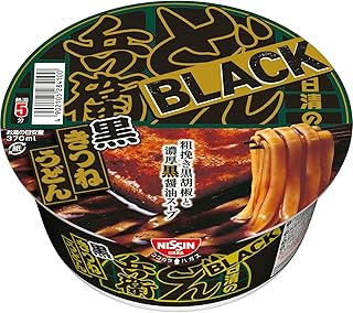 BLACKどん兵衛 黒きつねうどん 粗挽き黒胡椒と濃厚黒醤油スープ 日清食品 カップ麺 98g ×12個