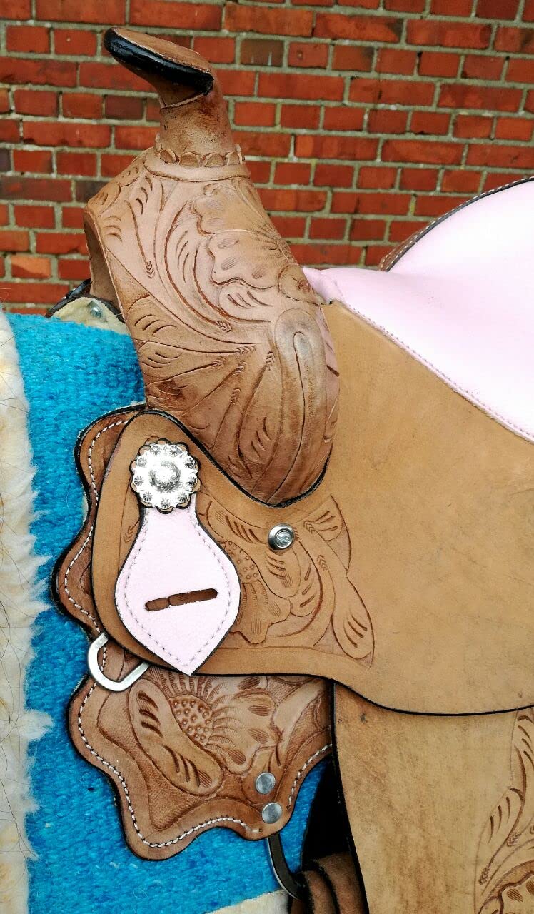 Esposita Westernsattel Princess für Pony und Shetty echtes Leder mit Rosa 10"