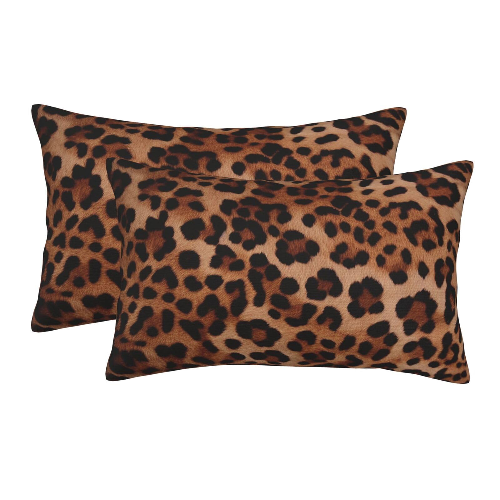 2 Pack Pillow Cases with Hidden Zipper, Soft Breathable Pillow Covers for Hair and Skin, Leopard Print Pillowcases 20"x30" Bed Pillow Protectors Cover for Sleeping Gifts