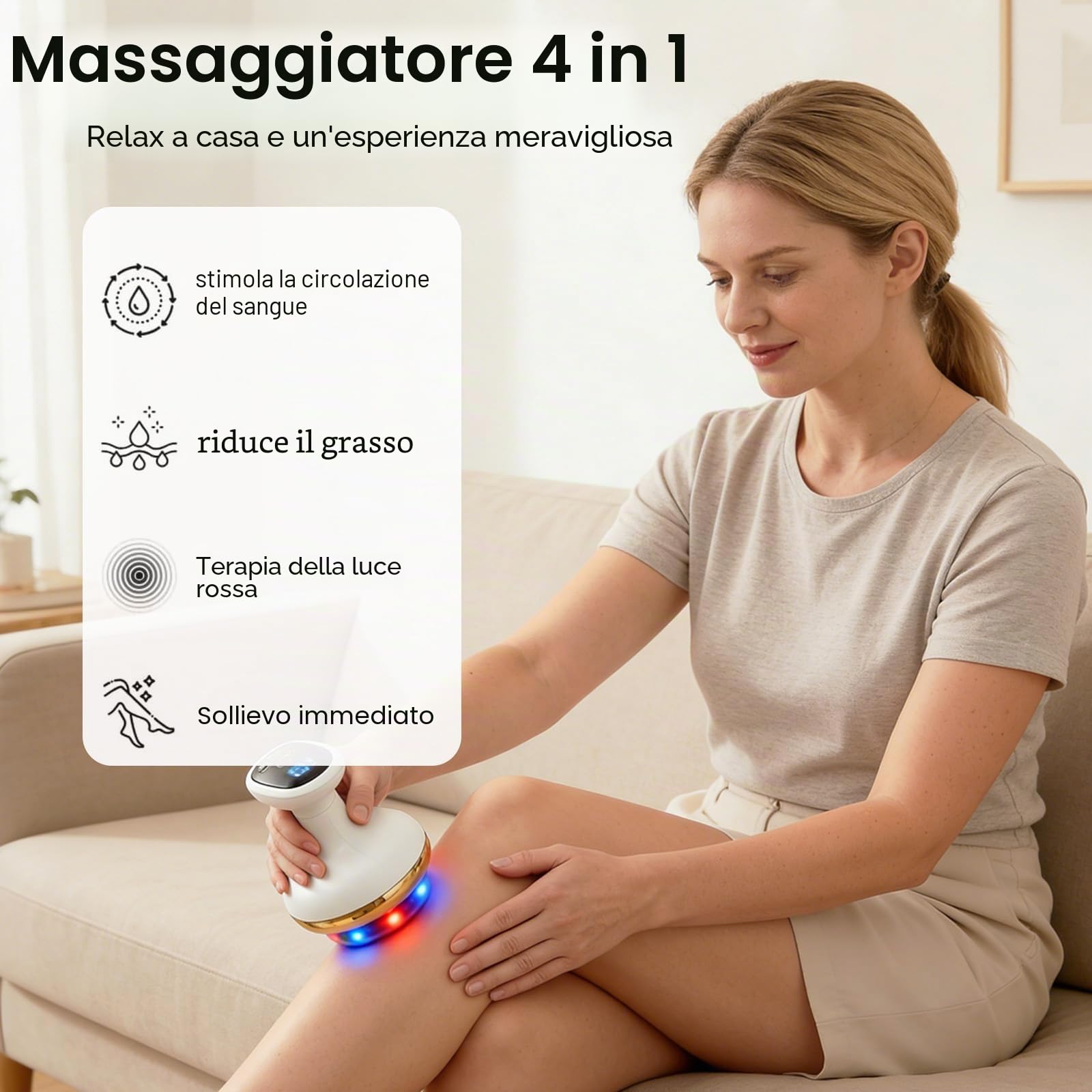 Gua Sha - Massaggiatore elettrico 4 in 1, testa a vuoto con 9 livelli e 9 livelli di riscaldamento, ricaricabile e senza fili, dispositivo per modellare la cellulite e le tensioni muscolari, regalo di