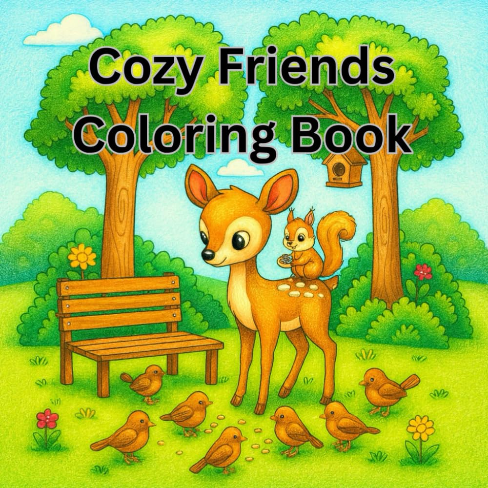 Cozy Friends Coloring Book: Adorable & Relaxing Scenes of Cute Animals, Warm Moments, and Heartwarming Adventures for Stress Relief and Creativity