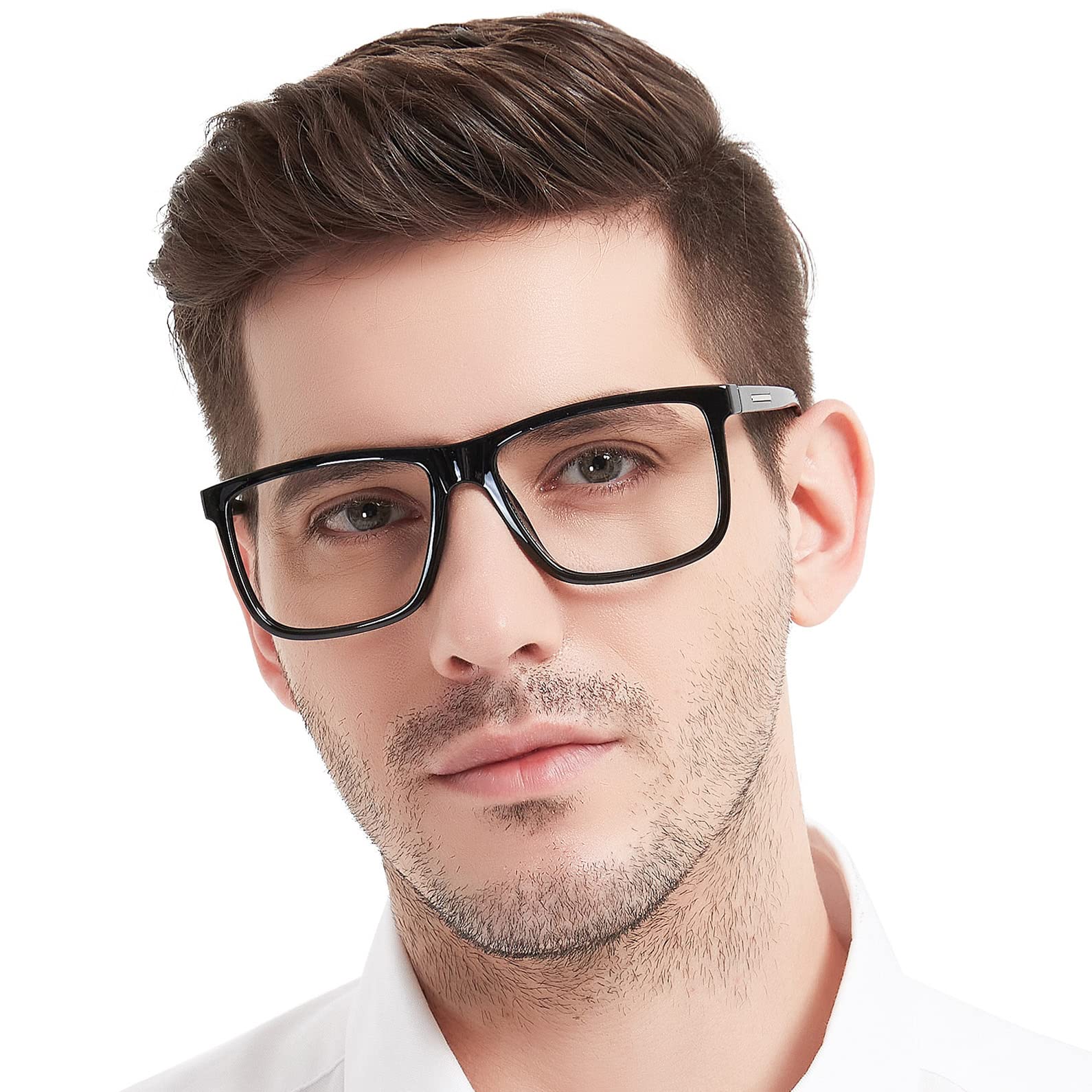 Mare Azzuro Men's Black Oversized Blue Light Blocking Reading Glasses 2.75 Big Square Computer Readers For (,275)