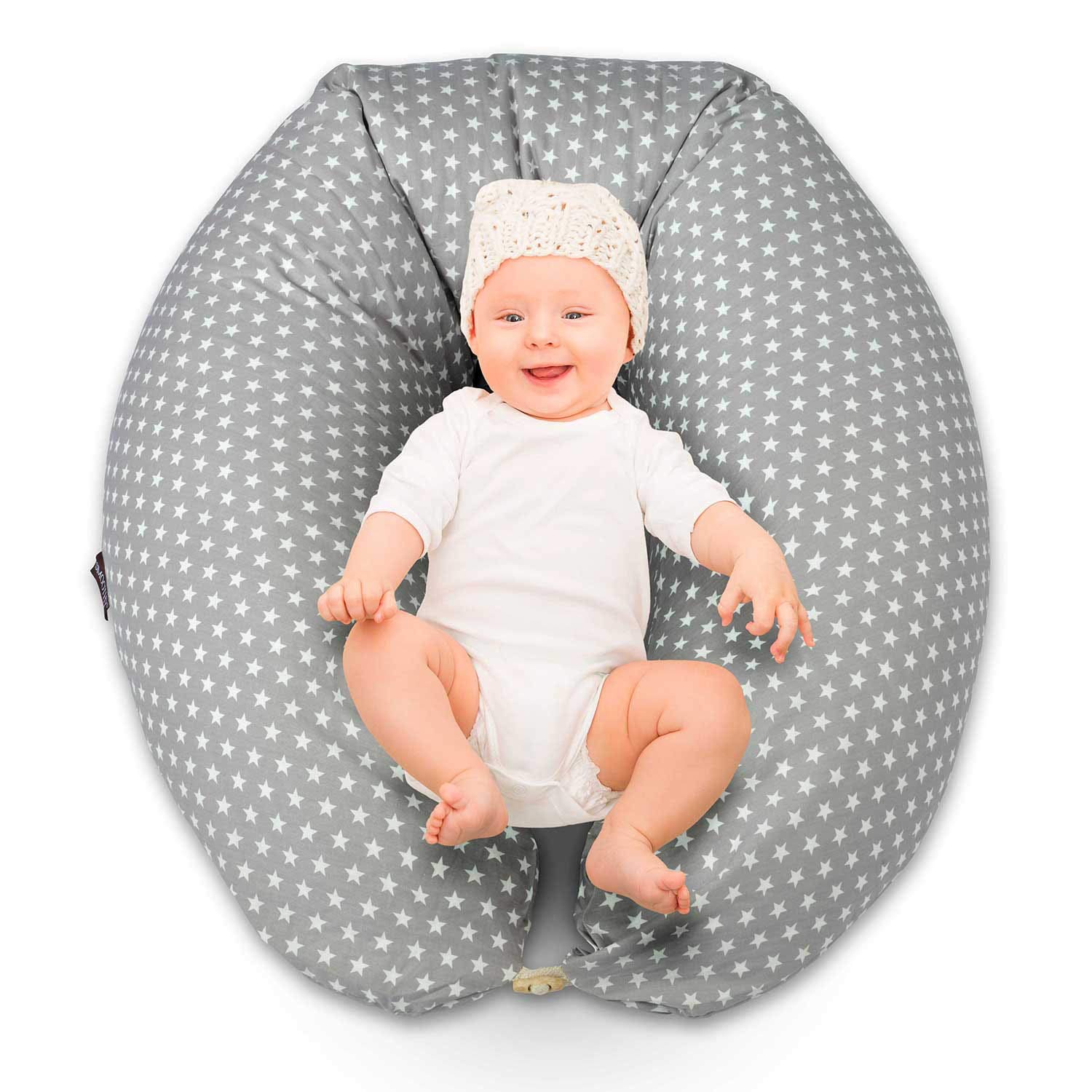 Coussin d'allaitement SMOOTHY pour Grossesse et Sommeil latéral Mère Bébé Gris