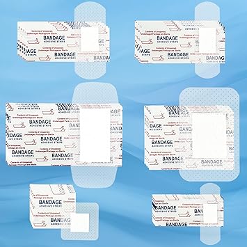 150pcs Waterproof Clear Bandages, Covers and Protects, Clear Adhesive Bandages for First-Aid, Wound Care, Fingers, Knees and Heels, Against Water, Dirt, and Germs, 6 Assorted Sizes