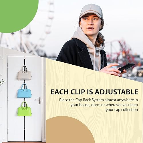 Miniatura 7 de Organizador ajustable para sombreros sobre la puerta soporte para gorra de béisbol colgador para puerta de armario estantes de almacenamiento de