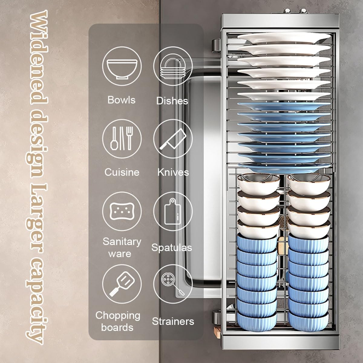 Abtropfgestell aus 304 Edelstahl, 1/2-stöckig, multifunktional, platzsparend, rostbeständiges Design, 86 cm / 33.8in für effiziente Organisation