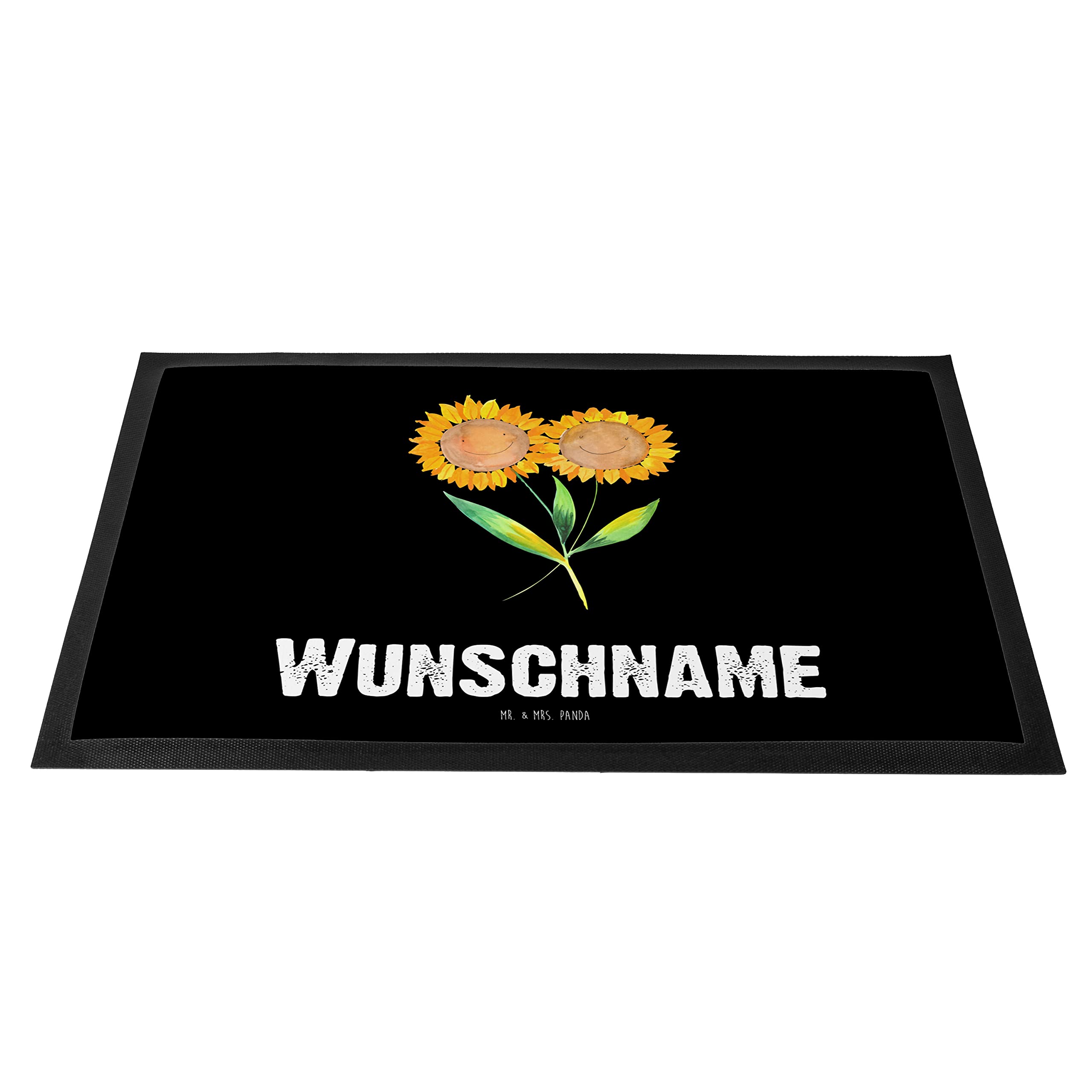 Mr. & Mrs. Panda Personalisierte Fußmatte Blume Sonnenblume 40 x 60 cm - Geschenke, Individuelle, Sonnenblumen, Freundin, personalisierbar, Zusammen, Vertrauen, Garten, Fussmatte personalisiert