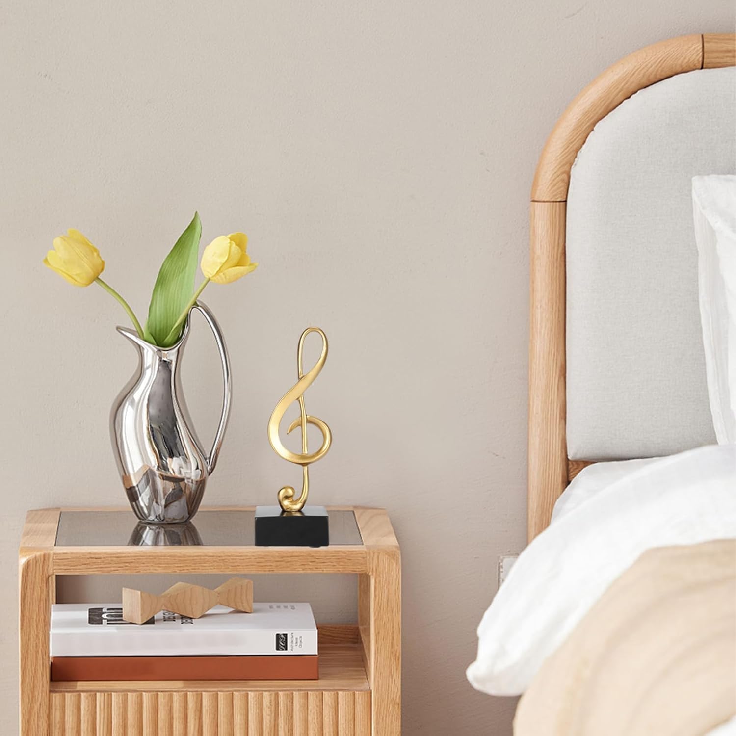 Music Note Statue, Gold Music Note Decorations Sculpture Figurine Music Ornaments Music Note Figurine with Wide Base Modern Statue Sculpture 2.3 X 1.9 X 6.8in - Image 4